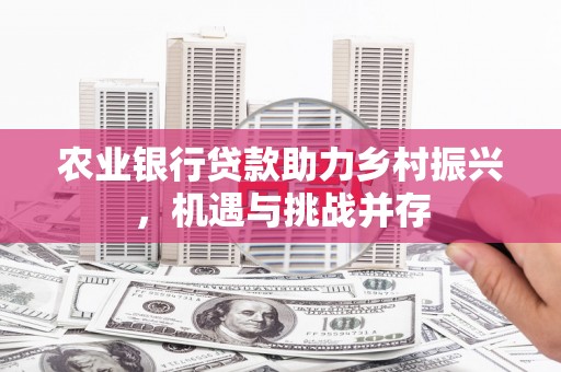 长子农业银行贷款助力乡村振兴，机遇与挑战并存